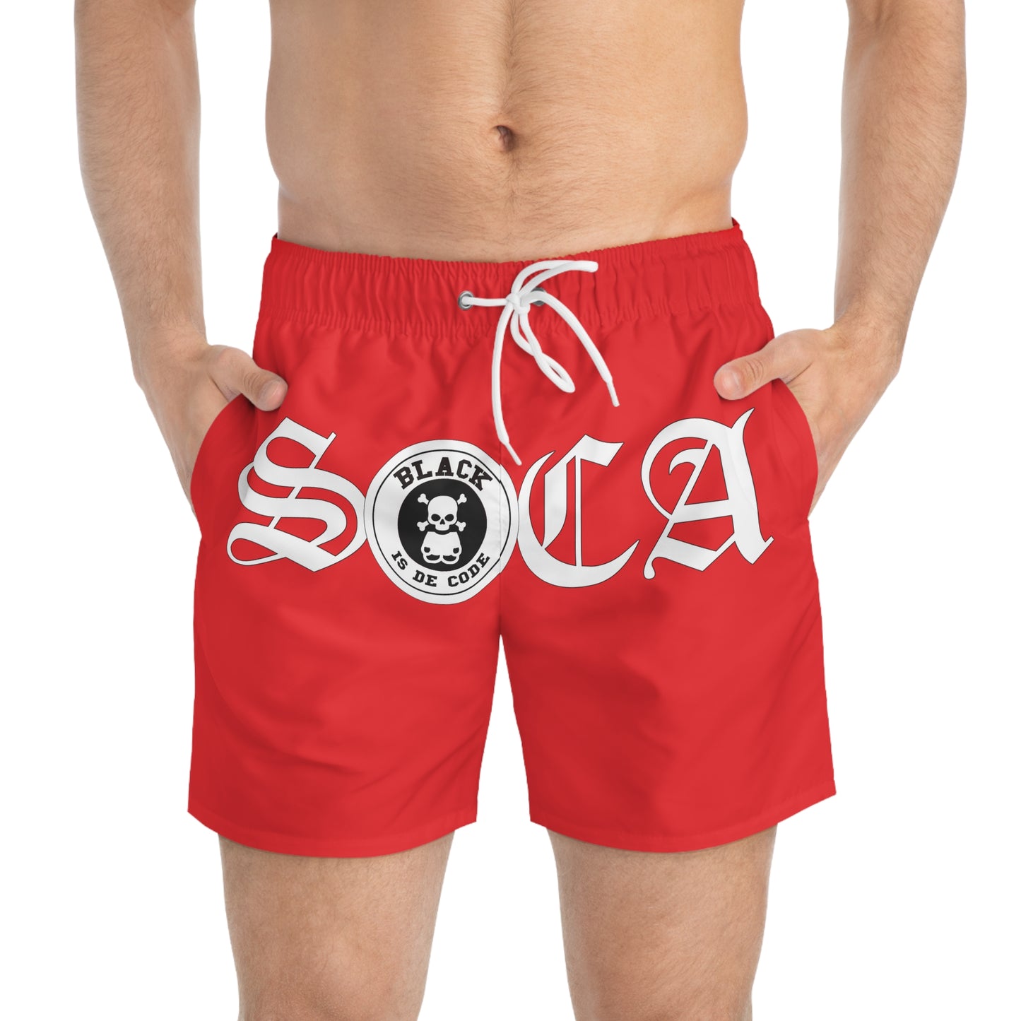 (Red) Soca Code Swim Trunks